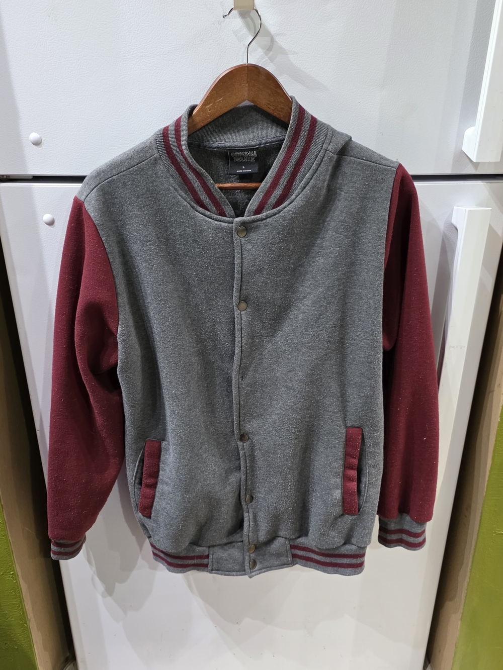 Original Deluxe Grey and Maroon Letterman-Style Jacket
